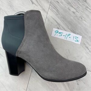 •Vionic Whitney Suede Neoprene Comfort Sole Heeled Ankle Boots Size 9.5 Gray